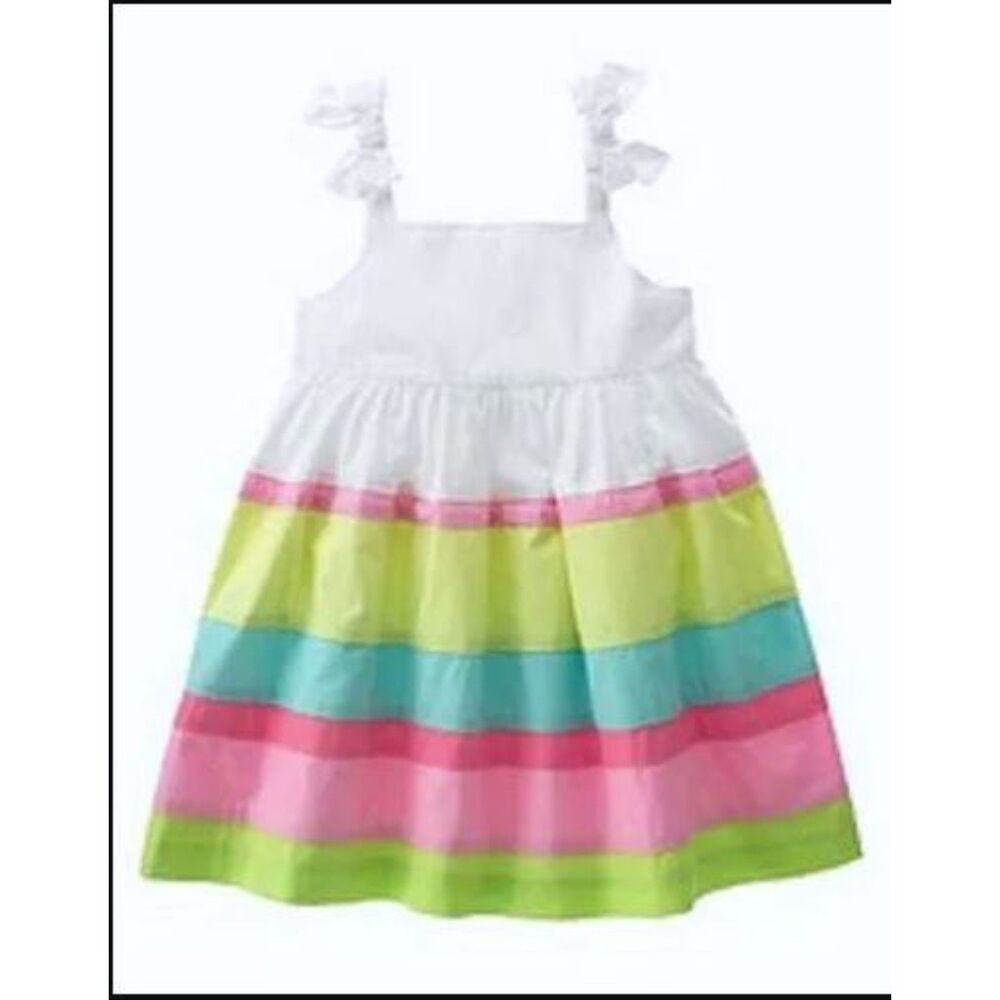 NEW Gymboree kid girls dress 2 2T Palm springs white pink green aqua tank Easter